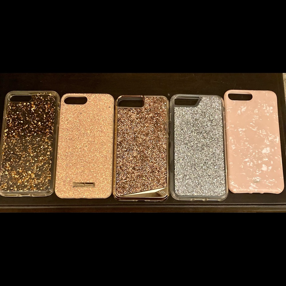 iPhone 7 Plus or 8 Plus glitter phone cases. Set of 5.